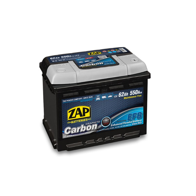 Akumulator ZAP Carbon EFB 12V 62Ah 550A P+ 56205