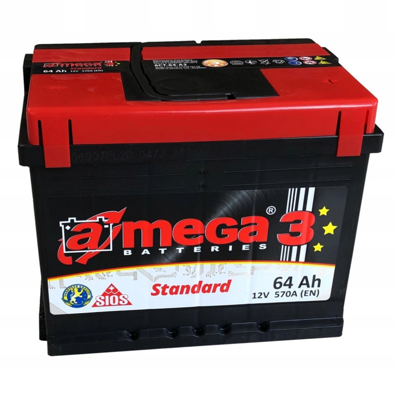 Akumulator Amega Standard M3 12V 64Ah 570A P+