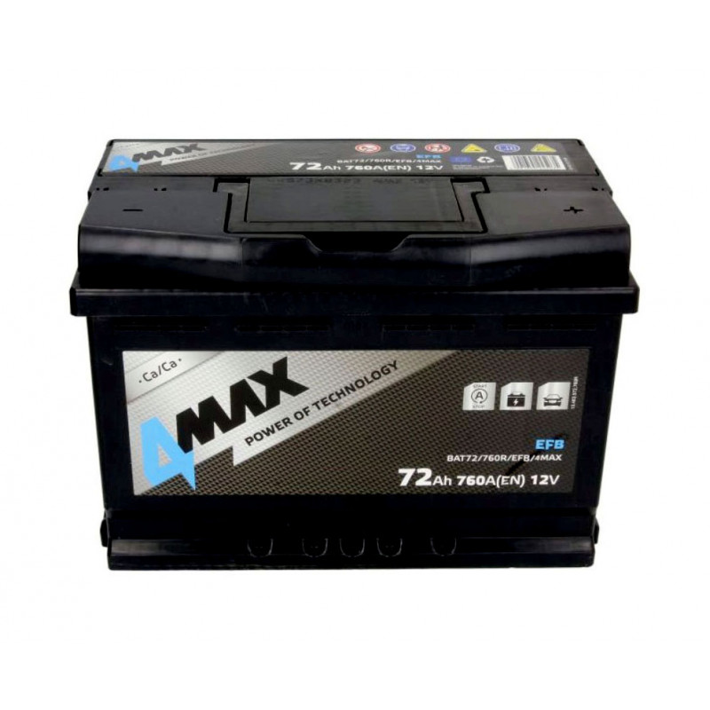 Akumulator 4Max EFB 12V 72Ah 760A P+ BAT72/760R/EFB/4MAX