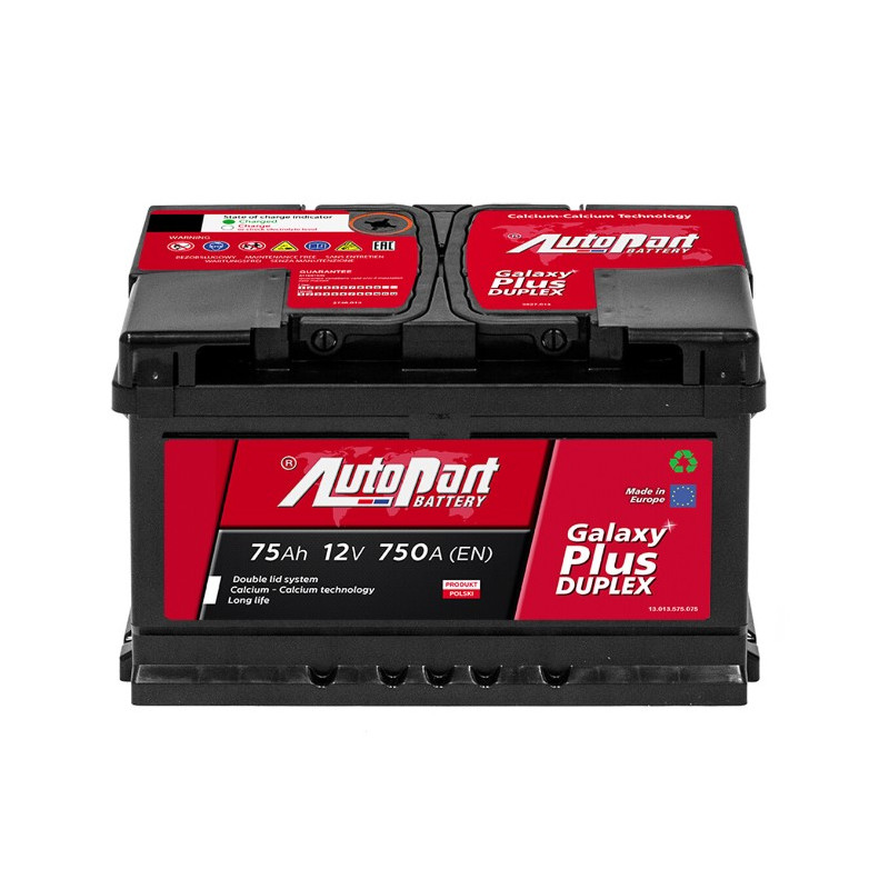 Akumulator Autopart Galaxy Plus Duplex 12V 75Ah 750A P+ 575-350
