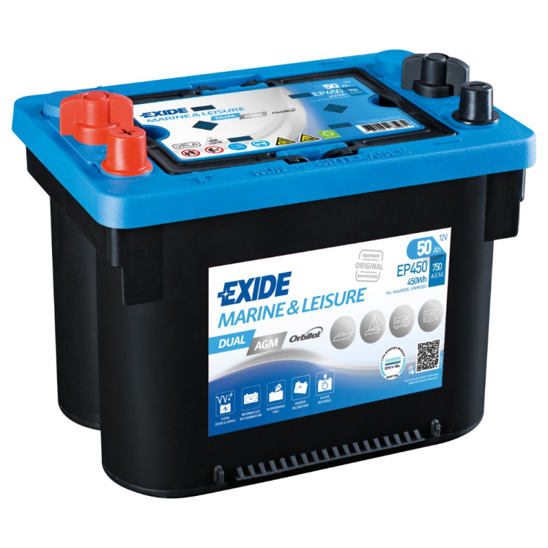 Akumulator Exide Marine&Leisure Dual AGM 12V 50Ah 750A L+ EP450
