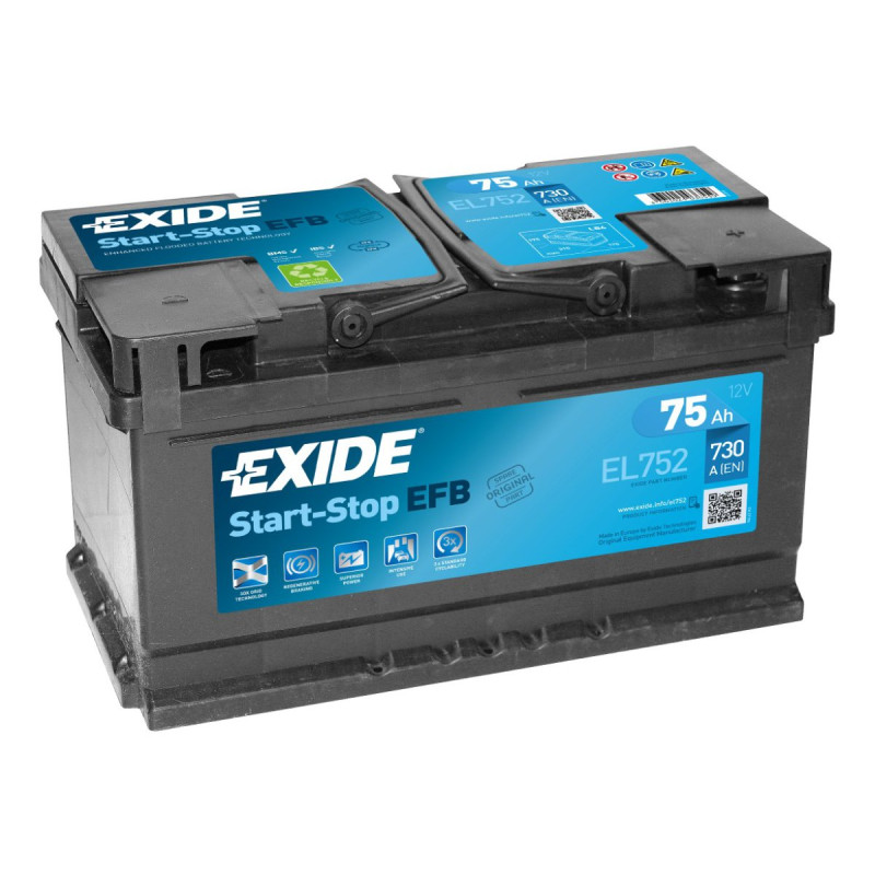 Akumulator Exide EFB 12V 75Ah 730A P+ EL752
