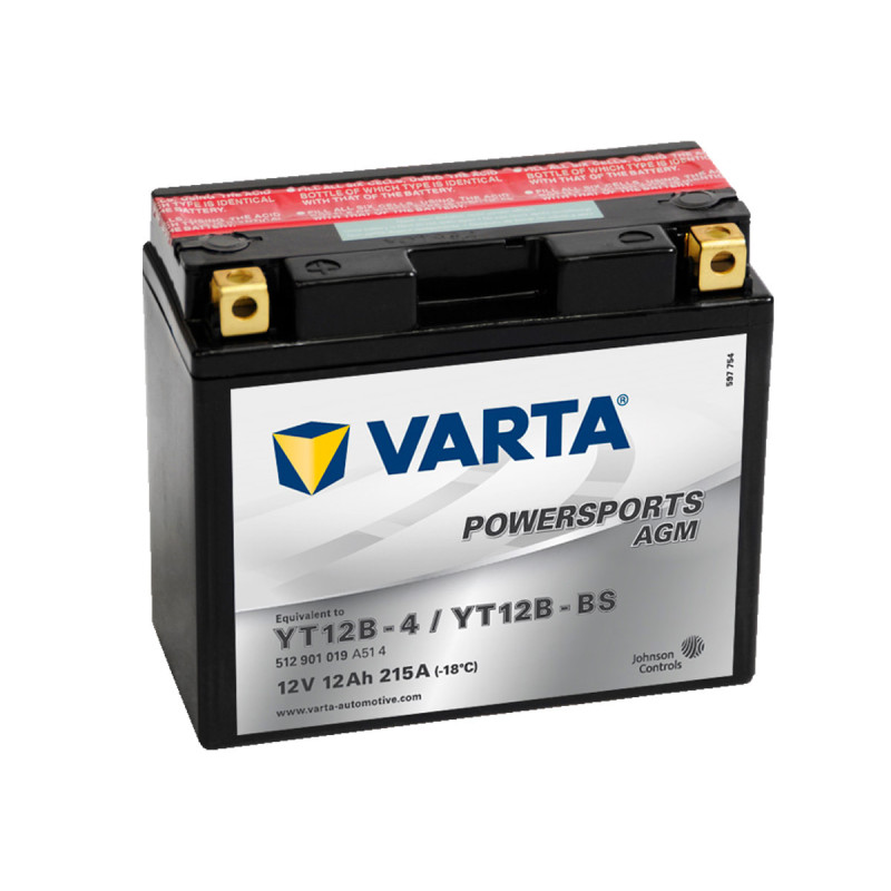 Akumulator Varta Powersports AGM 12V 12Ah 215A L+ YT12B-BS YT12B-4