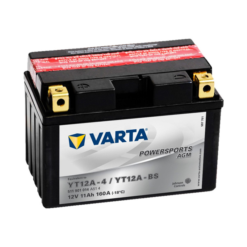 Akumulator Varta Powersports AGM 12V 11Ah 160A L+ YT12A-BS YT12A-4