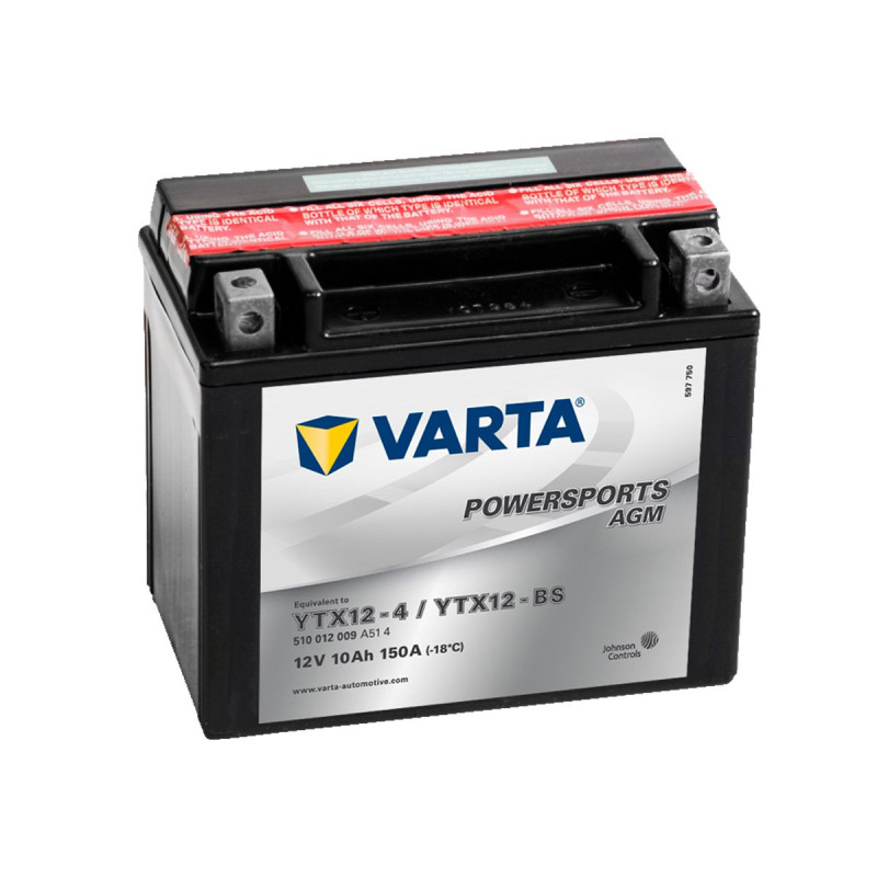 Akumulator Varta Powersports AGM 12V 10Ah 150A L+ YTX12-BS YTX12-4