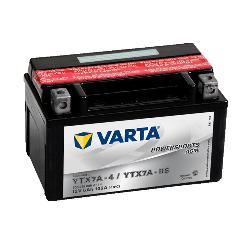 Akumulator Varta Powersports AGM 12V 6Ah 105A L+ YTX7A-BS YTX7A-4