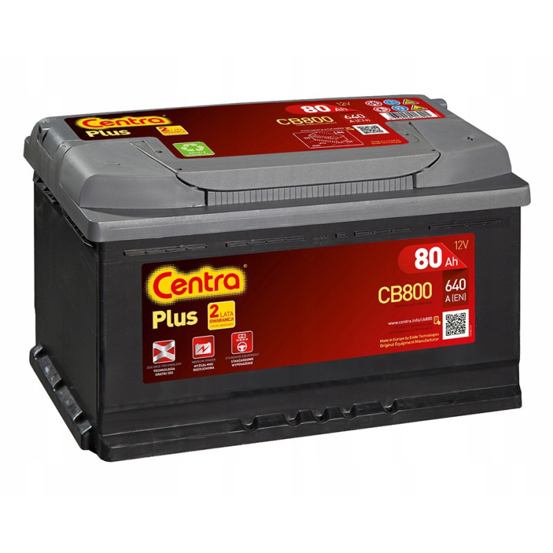 Akumulator Centra Plus 12V 80Ah 640A P+ CB800