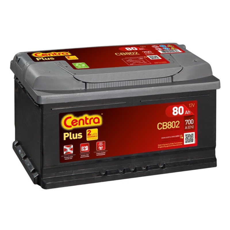 Akumulator Centra Plus 12V 80Ah 700A P+ CB802