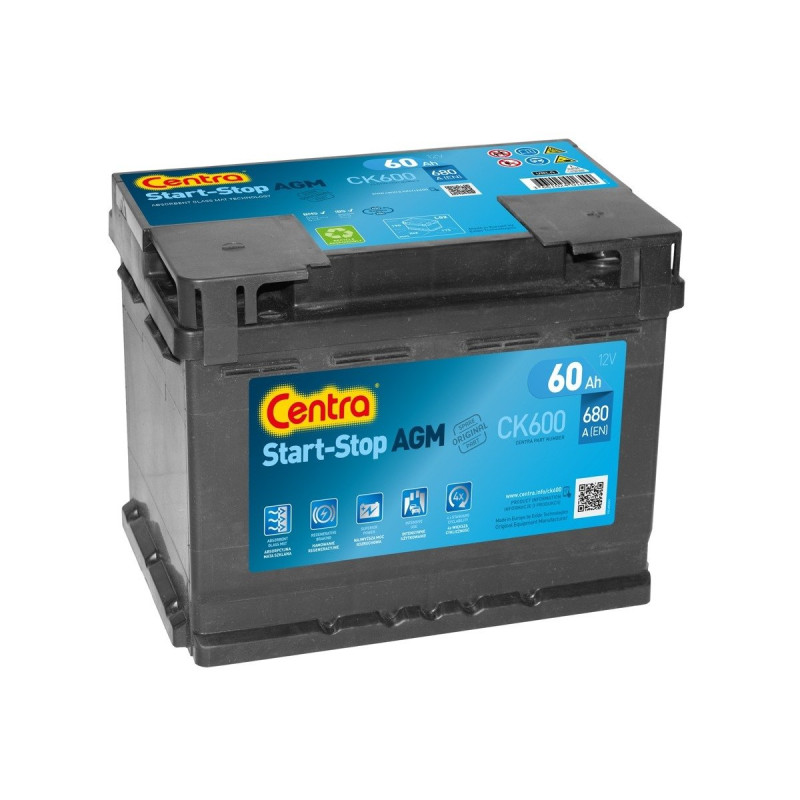 Akumulator Centra AGM 12V 60Ah 680A P+ CK600