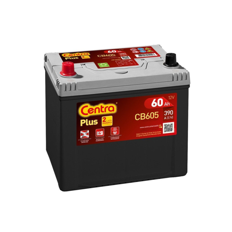 Akumulator Centra Plus 12V 60Ah 390A L+ CB605