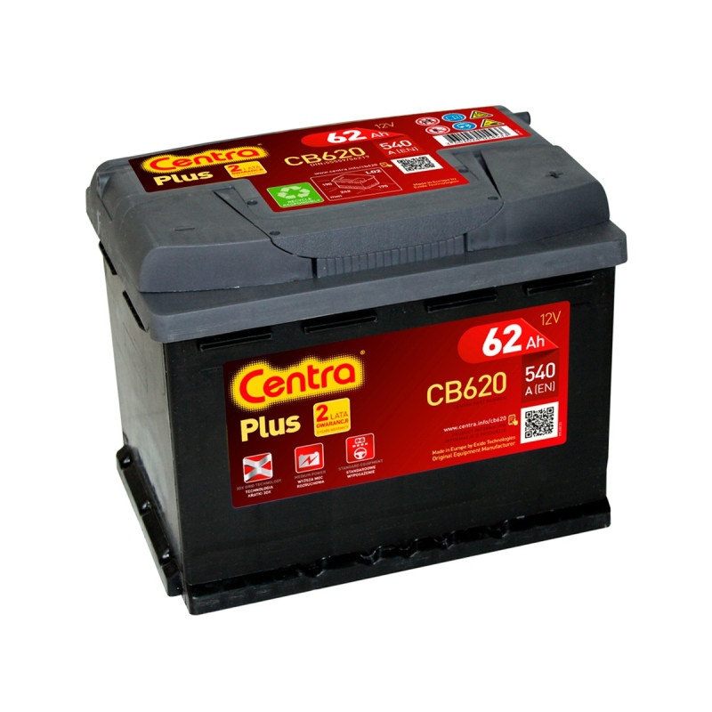 Akumulator Centra Plus 12V 62Ah 540A P+ CB620