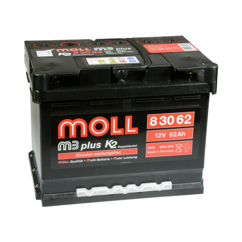 Akumulator Moll M3 Plus K2 Double Lid 12V 62Ah 600A P+ 83062