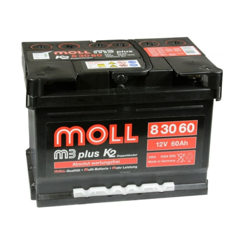 Akumulator Moll M3 Plus K2 Double Lid 12V 60Ah 550A P+ 83060