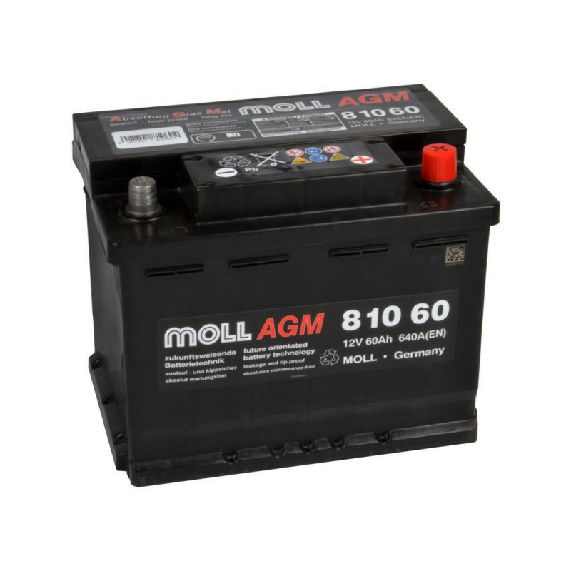 Akumulator Moll AGM 12V 60Ah 640A P+ 81060